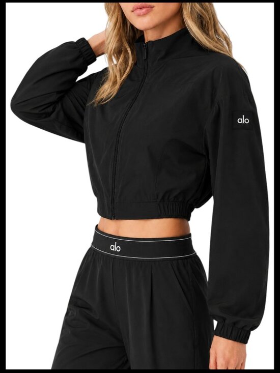 ALO Yoga Jackets & Blazers - Alo Yoga Clubhouse Cropped Jacket Black Mesh Lined XS